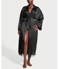 Сатиновий халат Victoria's Secret Satin & Rose Lace Open-Back Long Robe