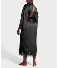 Сатиновий халат Victoria's Secret Satin & Rose Lace Open-Back Long Robe