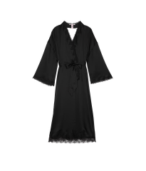 Сатиновий халат Victoria's Secret Satin & Rose Lace Open-Back Long Robe