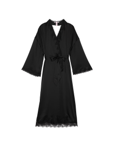 Сатиновый халат Victoria's Secret Satin & Rose Lace Open-Back Long Robe