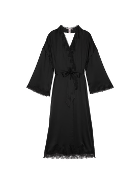 Сатиновий халат Victoria's Secret Satin & Rose Lace Open-Back Long Robe