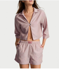 Пижама Modal-Cotton 3/4-Sleeve Flyaway Shirt & Short Pajama Set