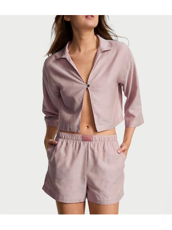 Пижама Modal-Cotton 3/4-Sleeve Flyaway Shirt & Short Pajama Set