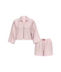 Пижама Modal-Cotton 3/4-Sleeve Flyaway Shirt & Short Pajama Set