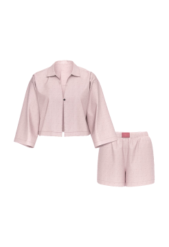 Пижама Modal-Cotton 3/4-Sleeve Flyaway Shirt & Short Pajama Set