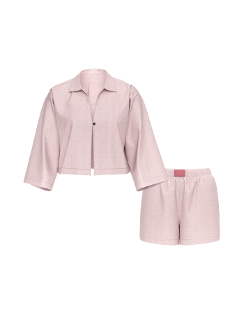 Пижама Modal-Cotton 3/4-Sleeve Flyaway Shirt & Short Pajama Set