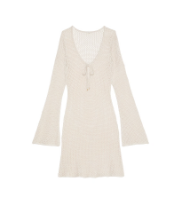 Пляжна туніка Beachwear Crochet Long-Sleeve Mini Dress