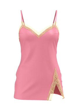 Пеньюар Tease Satin Lace-Trim Mini Slip Dress Pink