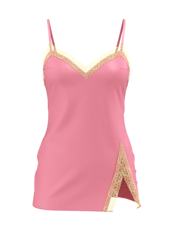 Пеньюар Tease Satin Lace-Trim Mini Slip Dress Pink