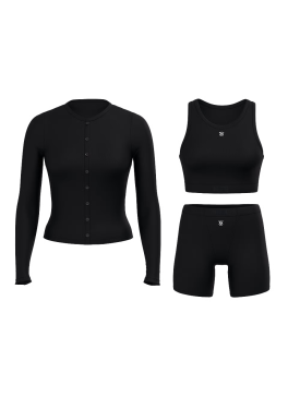 Костюм 3-Piece Ribbed Modal Boxer Briefs Set Black