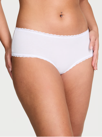Трусики Cotton Lace-Waist Cheeky Panty White