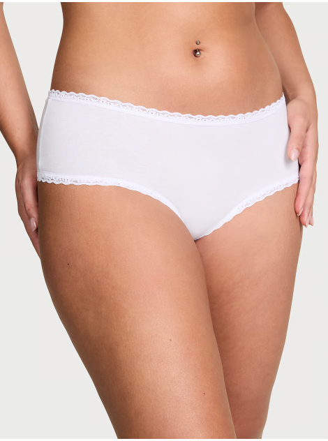 Трусики Cotton Lace-Waist Cheeky Panty White