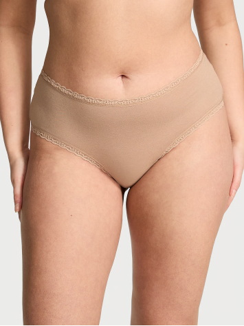 Трусики Cotton Lace-Waist Cheeky Panty Praline