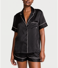 Сатинова піжама VS Satin Short Black Logo Pj Set