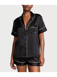 Сатиновая пижама VS Satin Short Black Logo Pj Set 