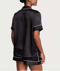 Сатинова піжама VS Satin Short Black Logo Pj Set