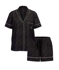 Сатинова піжама VS Satin Short Black Logo Pj Set