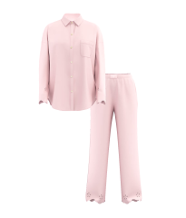 Піжама Modal-Cotton Eyelet Long Pajama Set Angel Pink Піжама Modal-Cotton Eyelet Long Pajama Set Angel Pink
