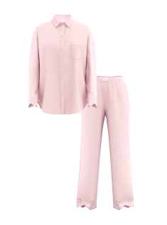 Пижама Modal-Cotton Eyelet Long Pajama Set Angel Pink