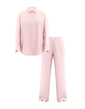 Піжама Modal-Cotton Eyelet Long Pajama Set Angel Pink Піжама Modal-Cotton Eyelet Long Pajama Set Angel Pink