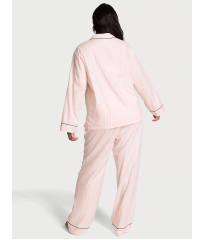 Піжама Flannel Long Pajama Set Pink Stripe Print Піжама Flannel Long Pajama Set Pink Stripe Print