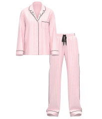 Піжама Flannel Long Pajama Set Pink Stripe Print Піжама Flannel Long Pajama Set Pink Stripe Print