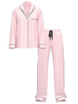 Пижама Flannel Long Pajama Set Pink Stripe Print