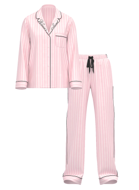 Пижама Flannel Long Pajama Set Pink Stripe Print