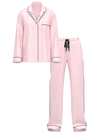 Піжама Flannel Long Pajama Set Pink Stripe Print Піжама Flannel Long Pajama Set Pink Stripe Print