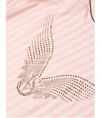 Сатиновий халат Victoria's Secret Backstage Satin Sparkle Short Robe Pink Stripe