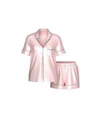 Сатинова піжама Glazed Satin Short Pajama Set Pink Stripe