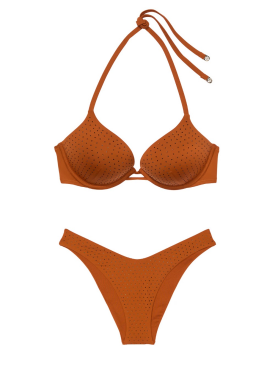 Купальник Essential Bombshell Add-2-Cups Diamanté Push-Up Bikini Top Set Apple Cinnamon