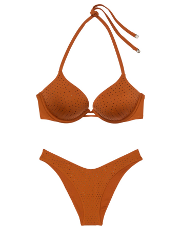 Купальник Essential Bombshell Add-2-Cups Diamanté Push-Up Bikini Top Set Apple Cinnamon