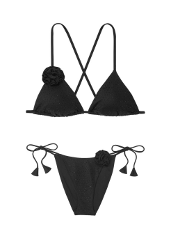 Купальник Rosette Shine Triangle Bikini Top Set Black