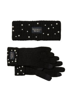 Комплект перчатки с повязкой на голову Embellished Headband & Glove Set 