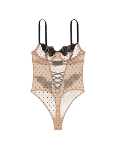 Боди Sheer Rose Dot Unlined Balconette Teddy Praline