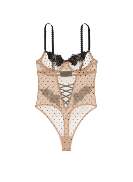 Боди Sheer Rose Dot Unlined Balconette Teddy Praline