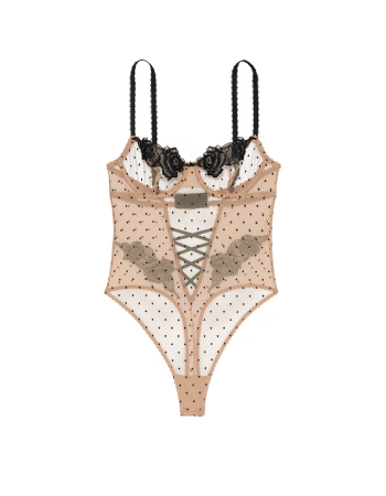 Боді Sheer Rose Dot Unlined Balconette Teddy Praline