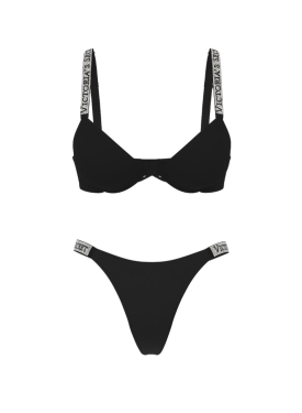 Комплект білизни Logo Shine Strap Push-Up Bra Set Black