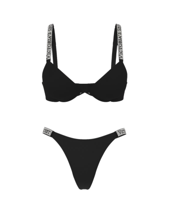 Комплект білизни Logo Shine Strap Push-Up Bra Set Black