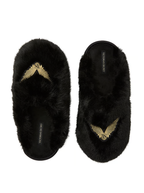 Домашние тапочки Luxe Plush Closed-Toe Slippers Black