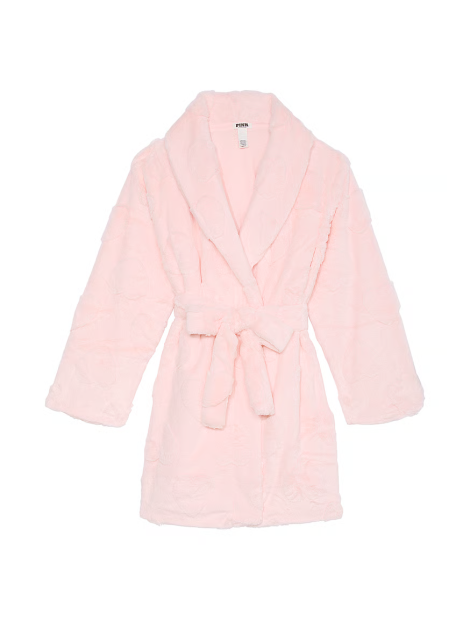 Плюшевый халат Short Cozy Robe Pink Hearts