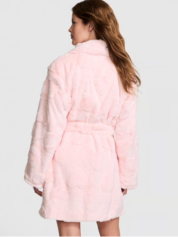 Плюшевий халат Short Cozy Robe Pink Hearts