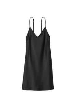 Сатиновый пеньюар Shine Strap Slips Black