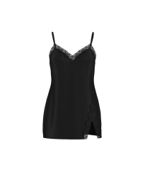 Сатиновий пеньюар Tease Satin Lace-Trim Mini Slip Dress Black