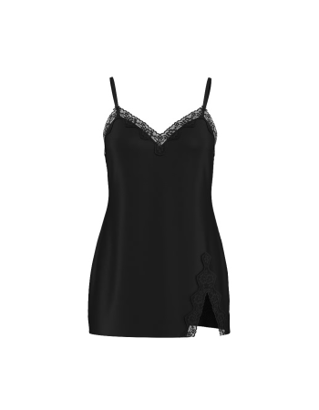 Сатиновий пеньюар Tease Satin Lace-Trim Mini Slip Dress Black