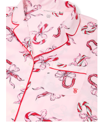 Піжама Glazed Satin Long Pajama Set Pink Bows