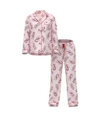 Піжама Glazed Satin Long Pajama Set Pink Bows
