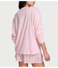 Піжама Flannel Long-Sleeve Short Tee-Jama Set Pink