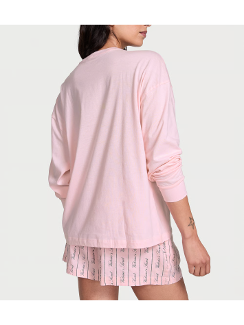 Пижама Flannel Long-Sleeve Short Tee-Jama Set Pink